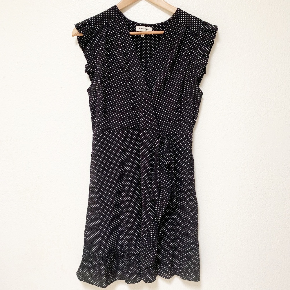 Monteau | Black White Polka Dot Dress L